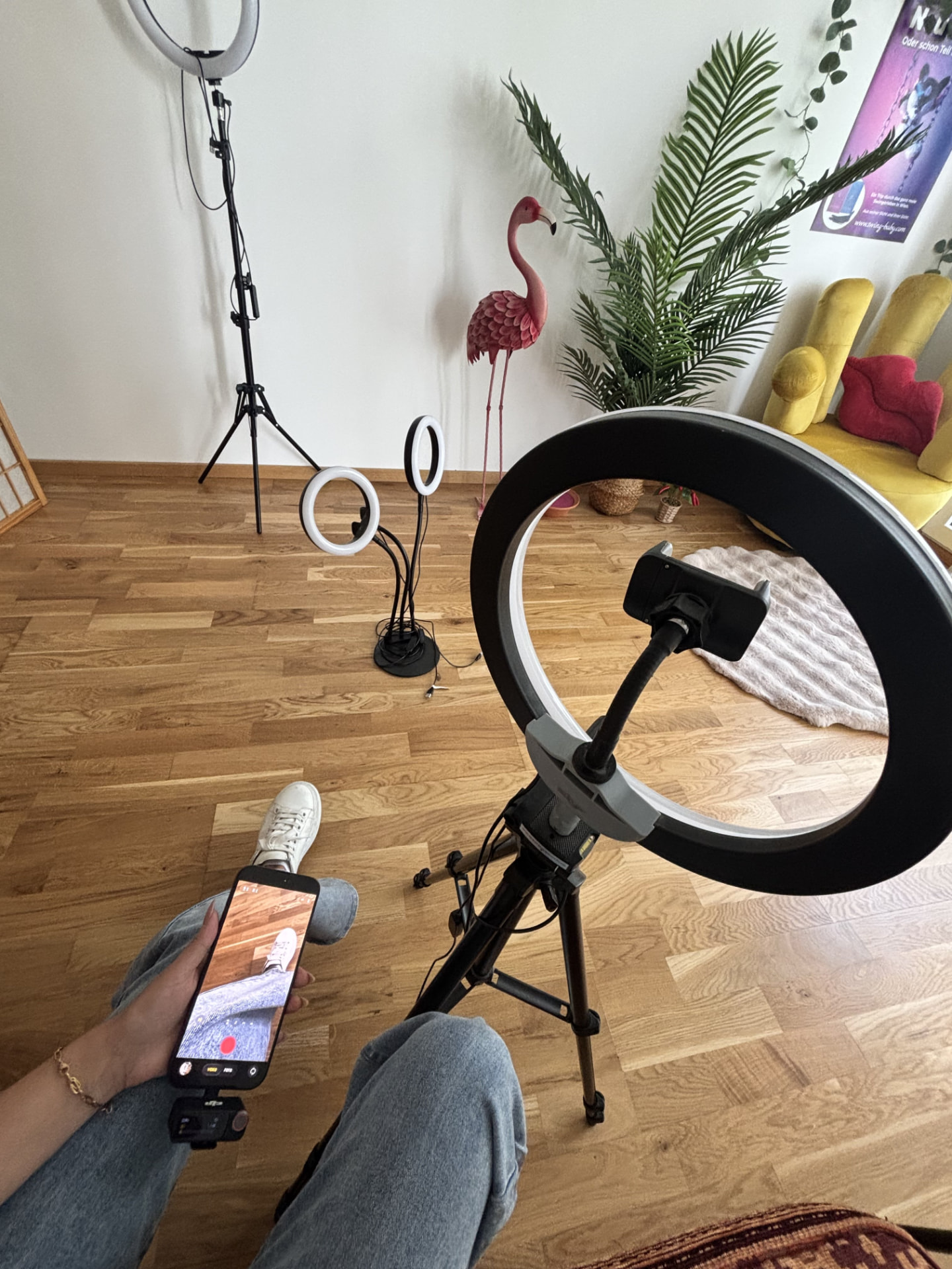 Ringlicht-Setup mit Smartphone-Rig für einen Social-Video-Dreh
